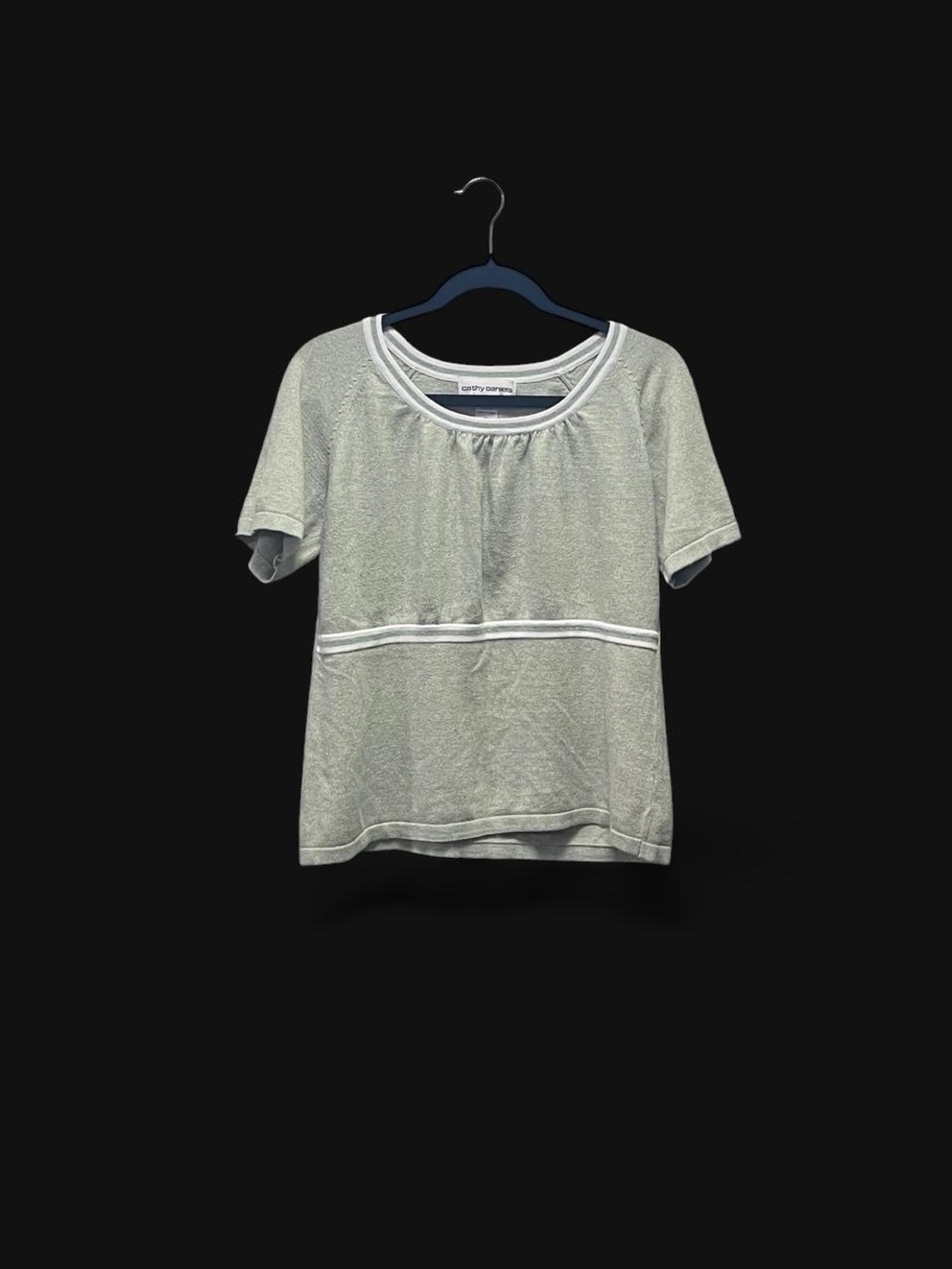 Cathy Daniels Short-Sleeve Scoop Neck Tee grey/ light green hue